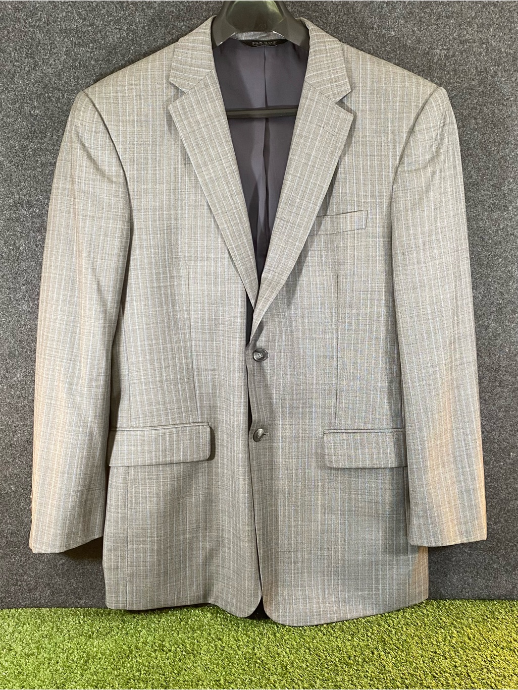 Jos A Bank Sport Coat Men's Size 42l Grey Glen Plaid 100% Wool 2 Button Blazer